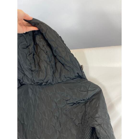 BCBGeneration Black Quilted Long Hooded Coat Size Small - Picture 9 of 10